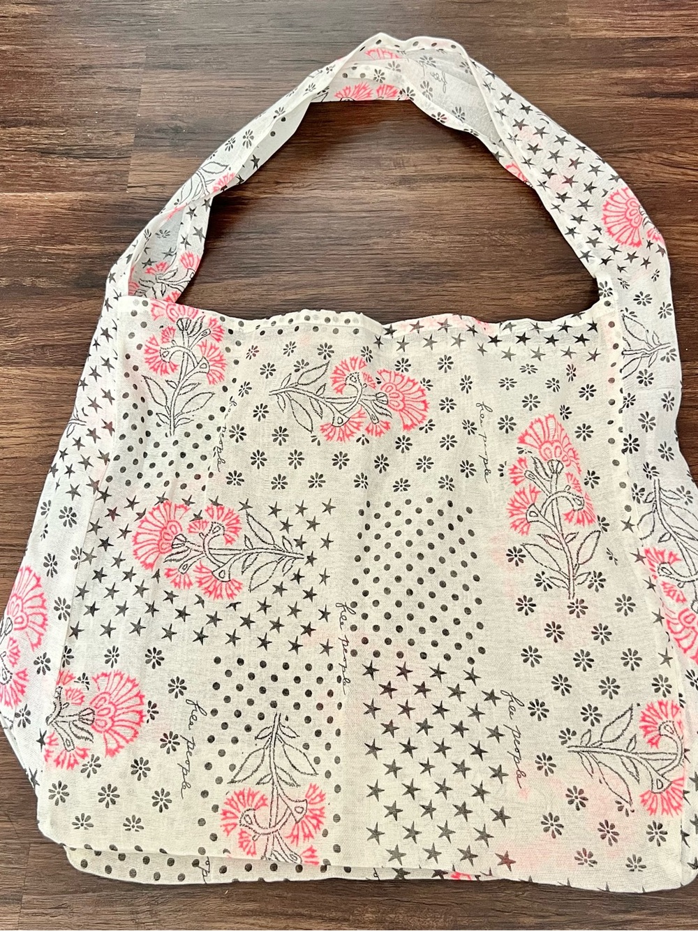 Free People Floral Patchwork Shoulder Tote in Cream and Pink